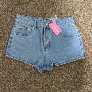 Edikted Light Blue Jean Shorts